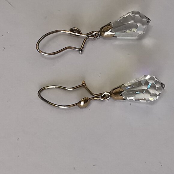 Vintage 9kt Gold Austrian Crystal Drop Earrings - Picture 5 of 8
